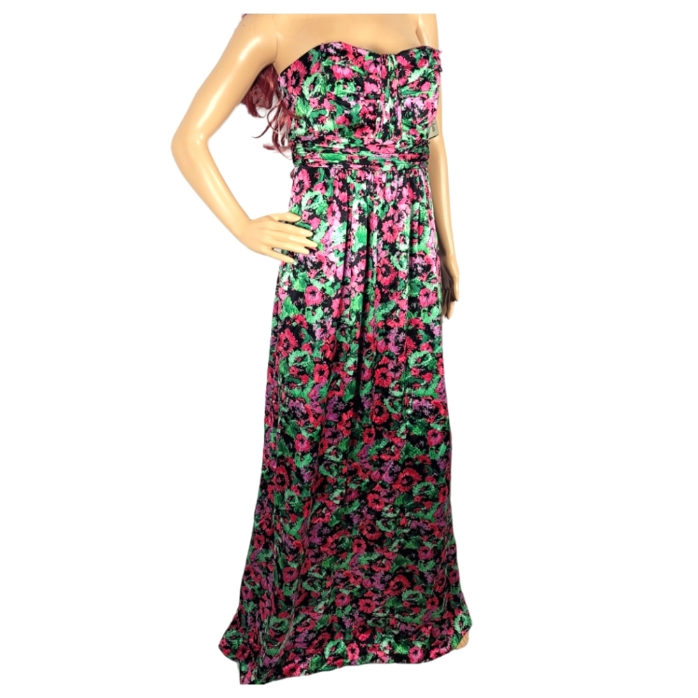 KEY UNGER 100% Silk Evening Prom Gown Dress Sz 10 Neiman Marcus NWT Pink Green